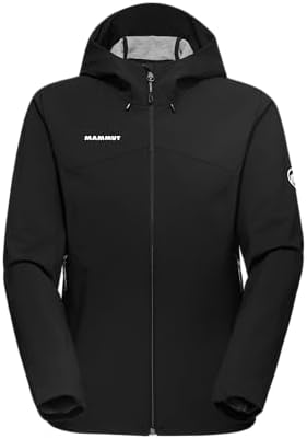 Mammut Outdoor Womens Softshell Hooded Jacket, Water Resistant, Black, Large
