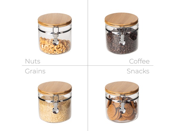 Smart Design Glass & Bamboo Canister