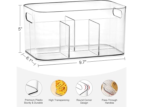 5-Compartment Clear Plastic Bin