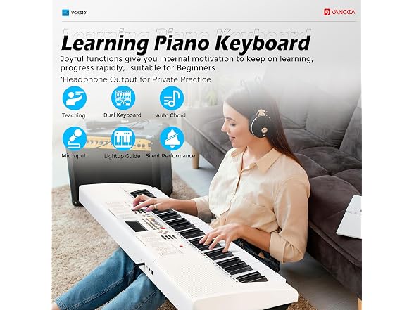 VANGOA White Electric Piano Keyboard