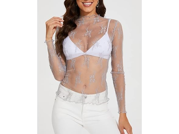 AILBBE Mesh Long Sleeve Layering Top