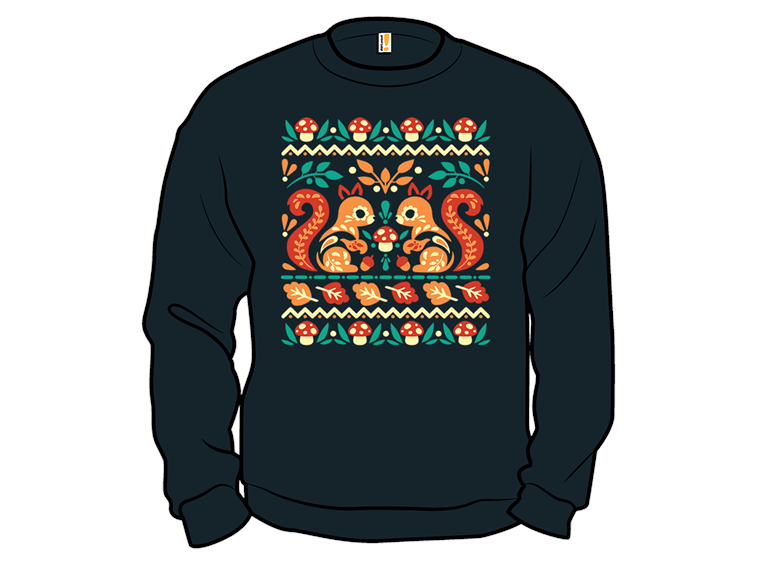 Folk Squirrells Ugly Autumn Sweater