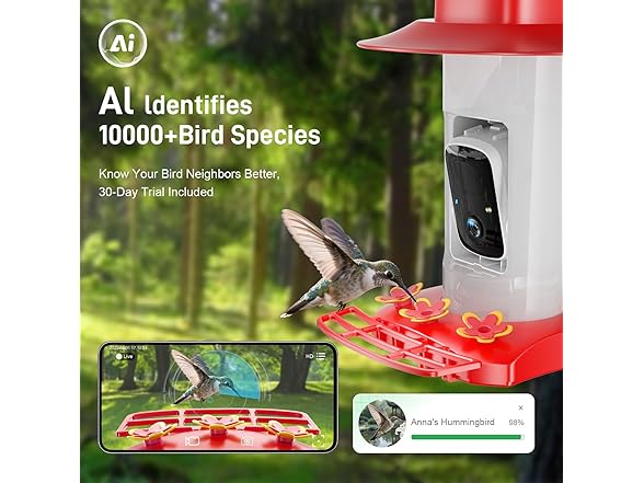 INKCKU Hummingbird Feeder with Camera