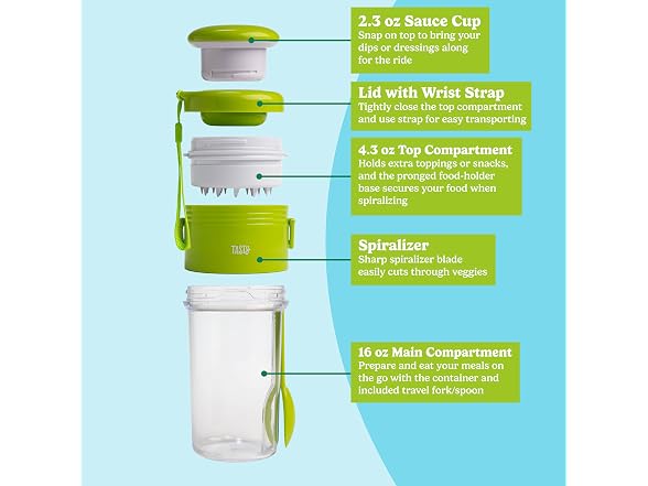 Tasty 2-in-1 Vegetable Spiralizer and Salad Container