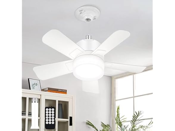 MATULSA Socket Fan Light with Remote, 16.5", White