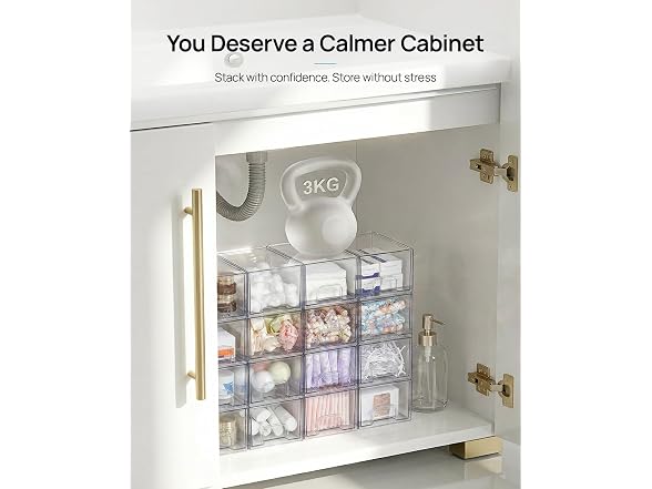 Vtopmart 4 Pack Clear Stackable Storage Drawers