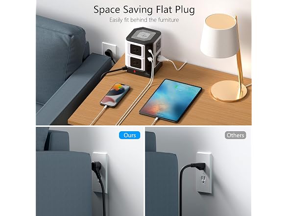 bestek USB C Power Strip with Wireless Charger