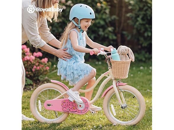 RoyalBaby Girls Bike EZ Kids Bike 18 Inch Cream Pink