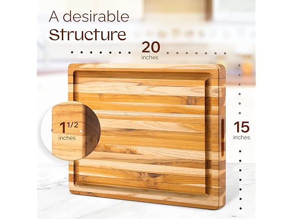 Yes4All Durable Teak Cutting Board for Kitchen