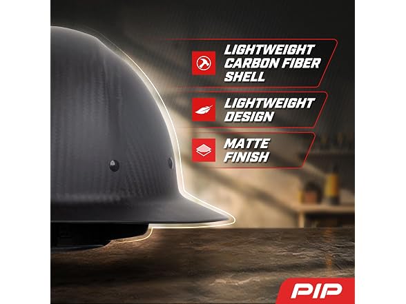 PIP Wolfjaw Full Brim Hard Hat with Matte Carbon Fiber
