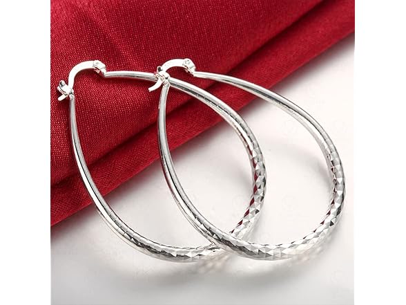 Sterling Silver Textured Round Hoops