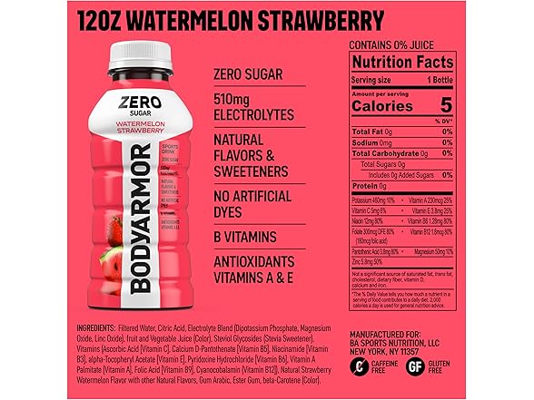 8PK BODYARMOR ZERO Sugar Watermelon Strawberry