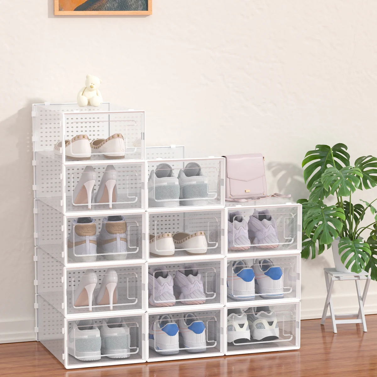 J&V Plastic Stackable Shoe Boxes 12Pk - Gallery 20