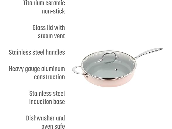 Goodful Ceramic 4Qt Deep Saute Pan w/Lid