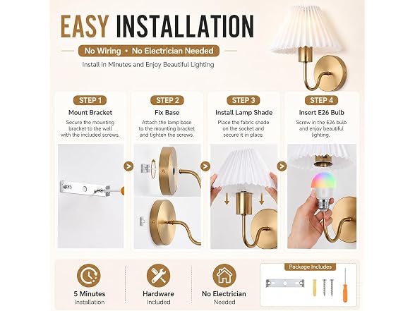 Ownprit RGB Wireless Wall Sconces 2-Set