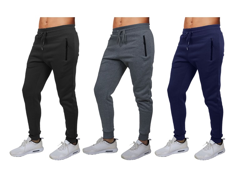 PC WC-----(Men's 3Pack) / MFJ-200 / BNC / S Small 3Pk Mens Fleece Jogger Sweatpants Black - Navy - Charcoal