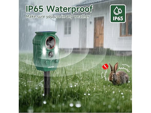 Solar Ultrasonic Animal Repellent Outdoor, 2 Pack