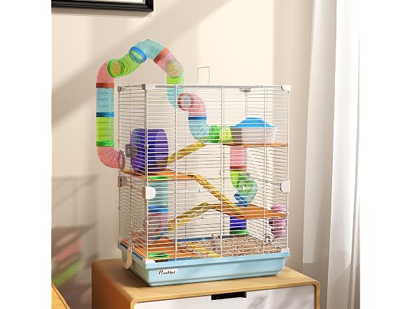 PawHut 18" 5 Tier Hamster Cage with Tubes and