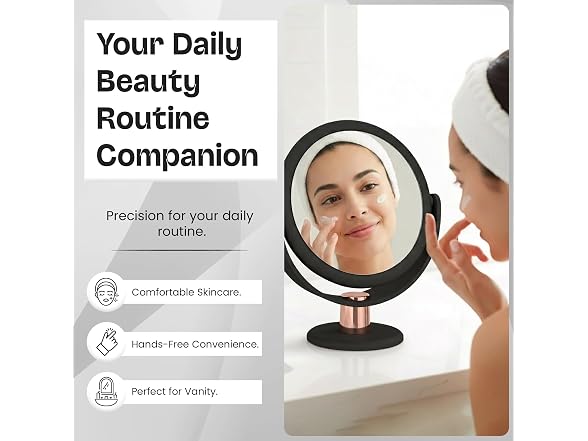 Danielle Vanity Mirror Black Rose Gold 1x 5x
