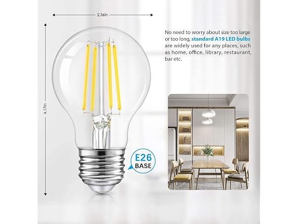 TOBUSA 6 Pack A19 Edison Bulbs 5000K