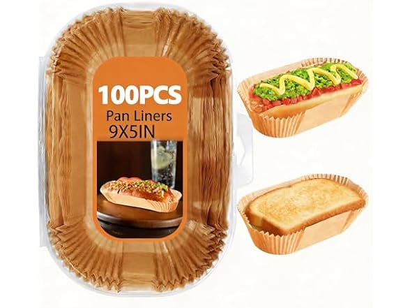 100 Pack 9x5 Inch Loaf Pan Liners