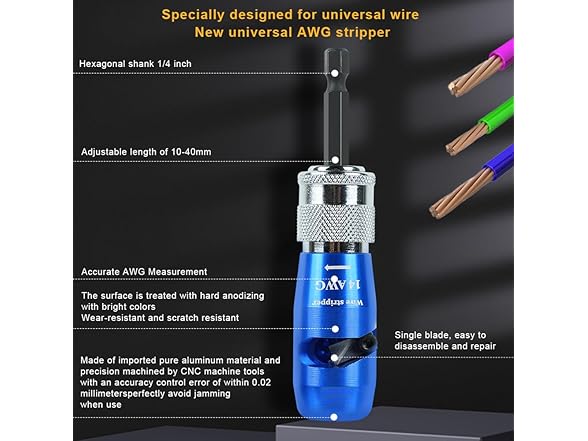  Wire Stripper Drill 14-8AWG 4Pcs Kit