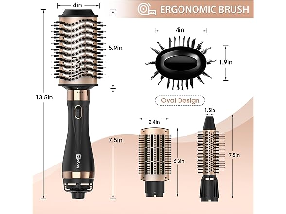 Nicebay Hair Dryer Brush with 4 attachments