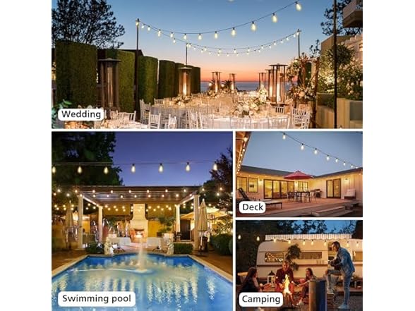 Brightever 3 Color in 1 LED Outdoor String Lights with Remote, 100FT