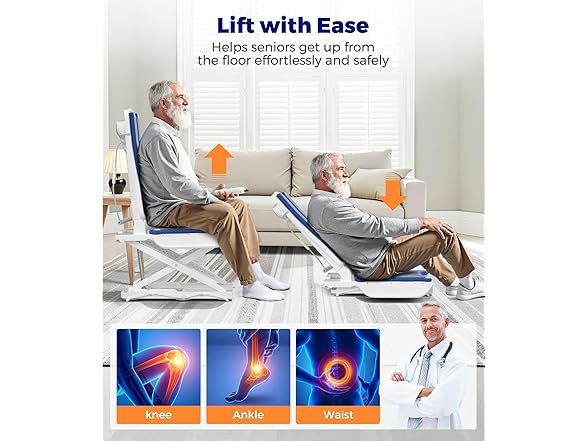 Electric Chair Lift Assist Devices for Seniors, Stand Up Independently from Floor with Remote Control, 300 LBS Capacity, 2 in1 Lift Chairs for Elderly, Waterproof Bath Lift for Tub for Elderly (Open Box)