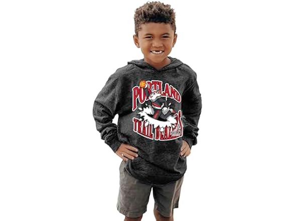 PORTLAND TRAIL BLAZERS Youth Hooded Long Sleeve Tee (Medium)