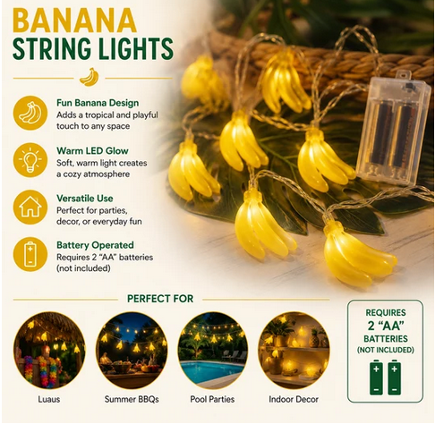 2-Pack Battery Operated Banana Bunch Decorative String light - Gallery 5