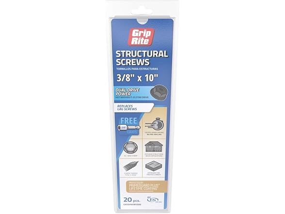 Grip-Rite Grip-Rite GRSSHW381020 3/8" x 10" Struc