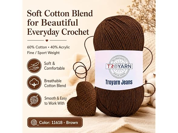 60% Cotton 40% Acrylic Crochet Yarn - 1