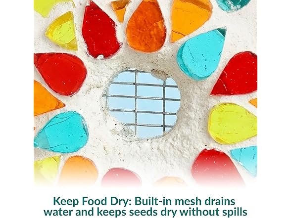 Sunnydaze 6-Inch Glass Mosaic Hanging Bird Feeder - Confetti Mosaic