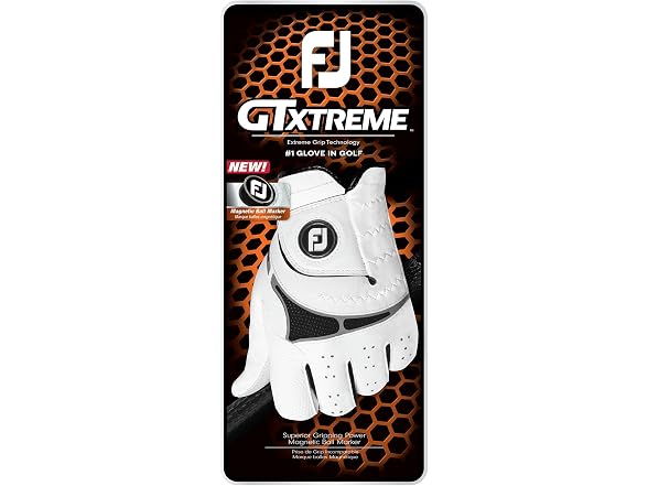 FootJoy Men's GTXtreme Golf Glove, White, Large, Worn on Right Hand
