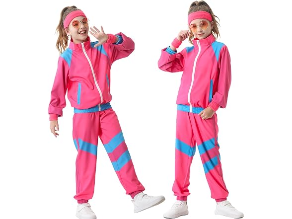 TIMSOPHIA Pink 80S Tracksuit for Kids