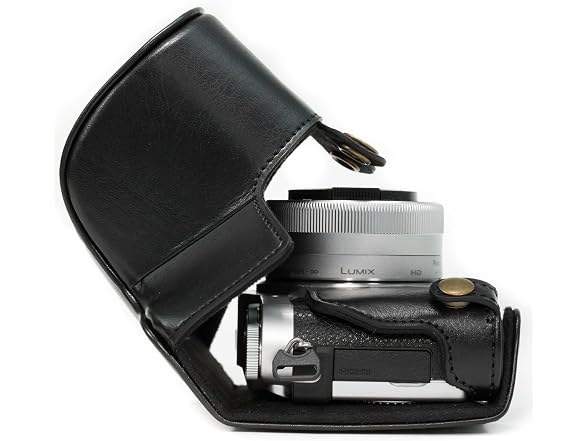 MegaGear Ever Ready Leather Camera Case and Strap (Black)