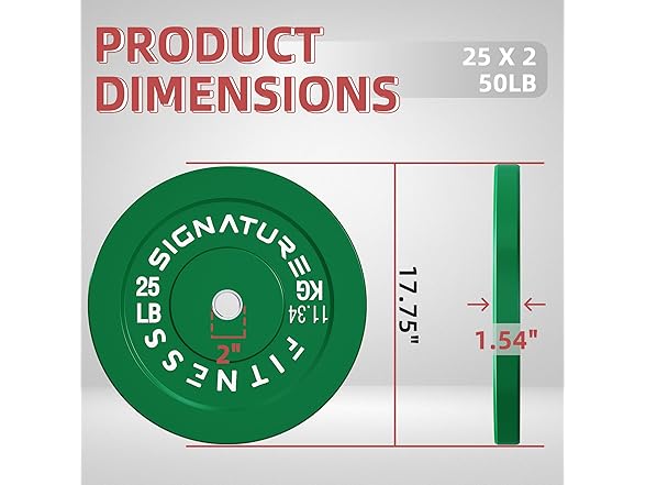 Signature Fitness Fitvids Weight Plates, 25lbs, Pair