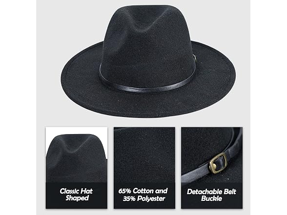 Inogih (M) Classic Wide-Brim Fedora-Hats Hat Belt