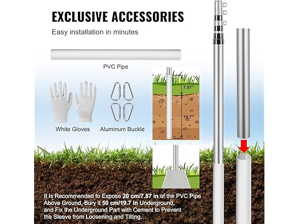 VEVOR 20FT Telescoping Flag pole Kit