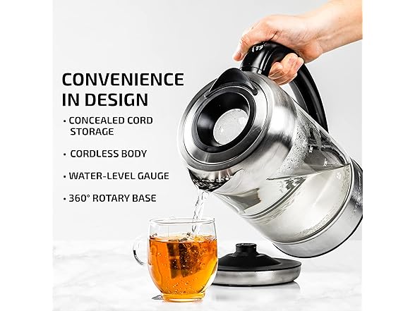 OVENTE Electric Kettle w/1.7L Borosilicate Glass