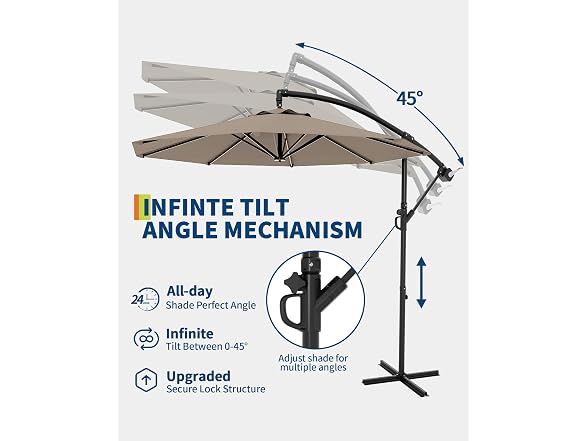 Cantilever Umbrella with Cross Base, 10 ft
