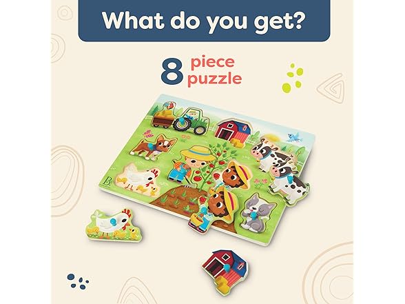 B. toys – Peek & Explore – Barnyard – Wooden Peg Puzzle