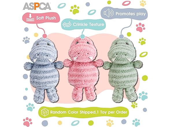 ASPCA Teddy Stripe Fabric Dino and T-Rex Plus