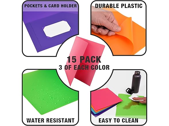 Samsill Durable Plastic  Pocket Folders