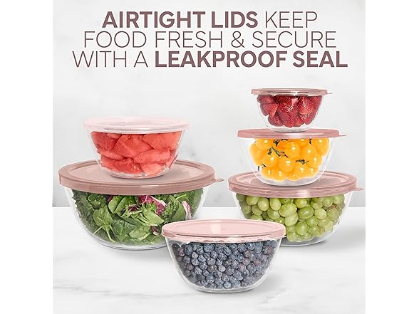 COOK WITH COLOR 12 Pc Pink Glass Mixing Bowl Set