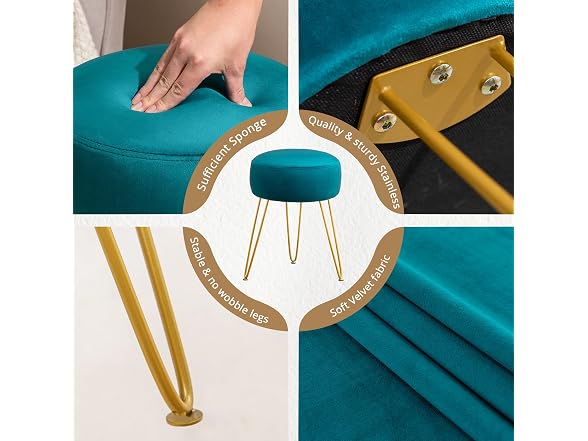 Lue Bona Teal Vanity Stool