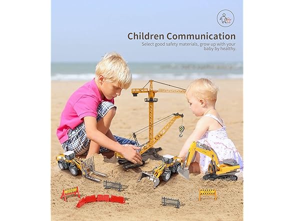 Geyiie Trucks & Crane Playset for Kids