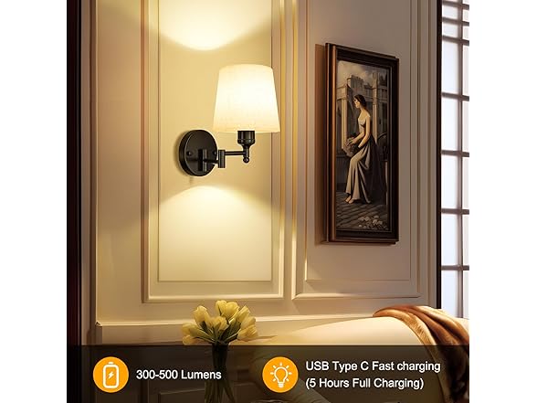 Frideko Swing Arm Rechargeable Wall Sconces Set