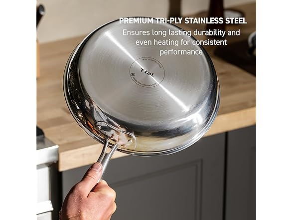 T-fal HybridMesh Tri-Ply Stainless Steel Fry Pan 12 Inch